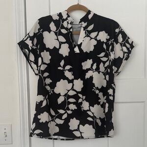 SHEIN Black and White Floral Blouse